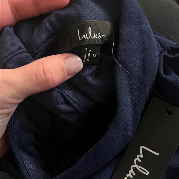 Lulus Classic Elegance Navy Chiffon Sleeveless Mock Neck Maxi Dress - Picture 8 of 8